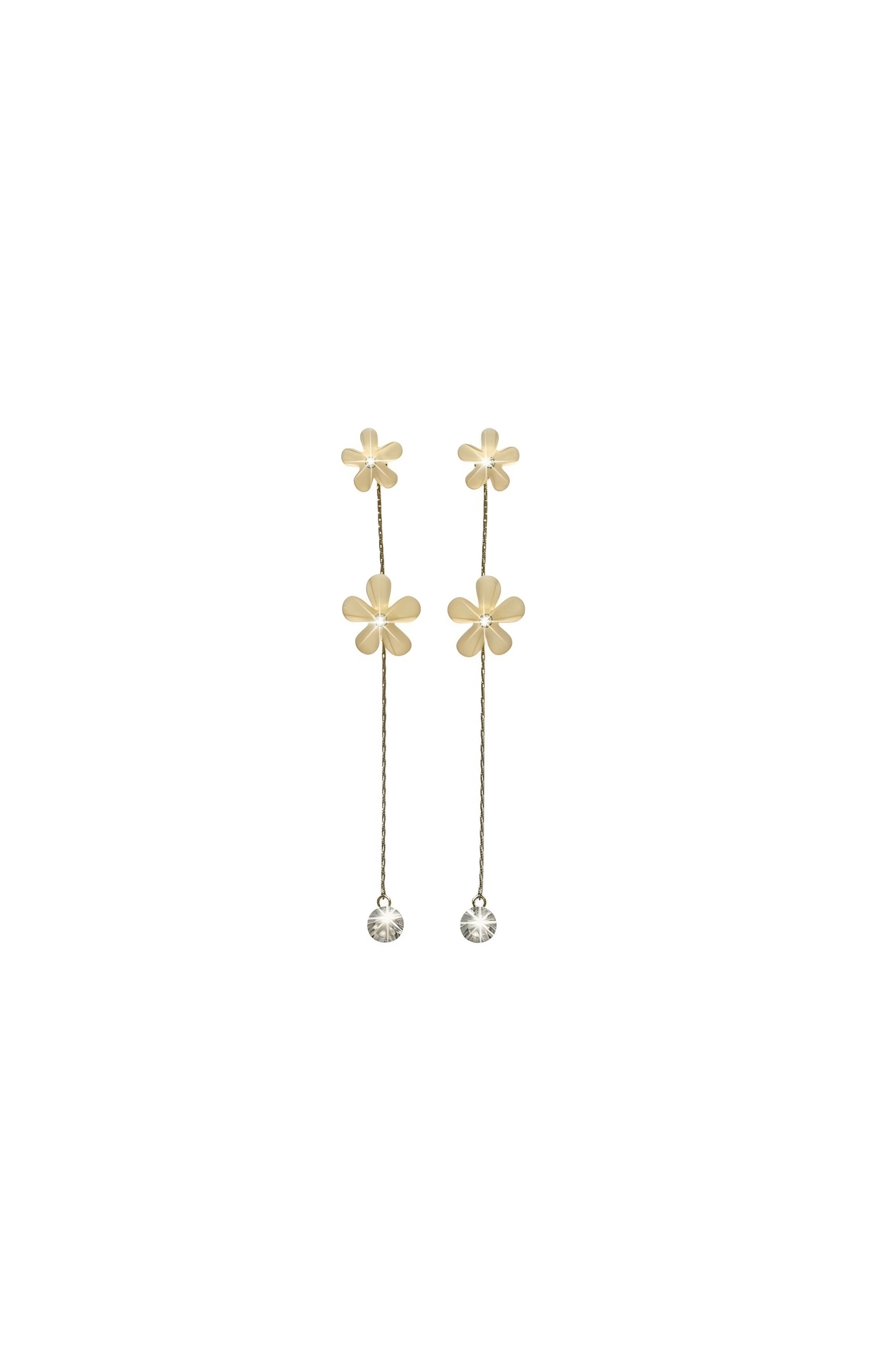 Frosted Floral Chain Drop Earrings
